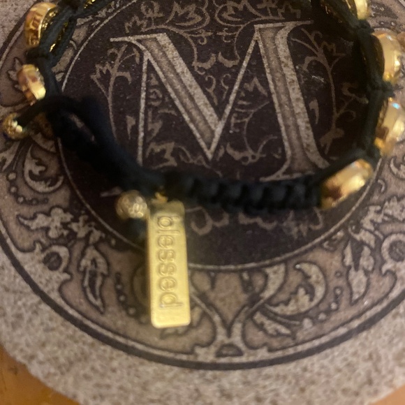 Catholic Bracelet - My Saint My Hero - Black and Gold Toned Bracelet - Orig $42 - Picture 3 of 4
